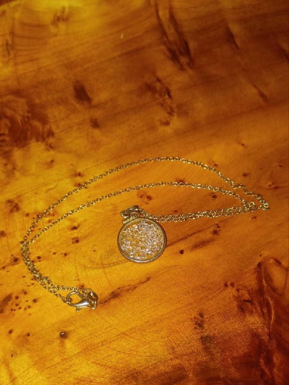 Vintage Sterling Silver 925 Herkimer Diamond Floating Shaker Locket Necklace 20"